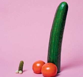 small and enlarged penis in the example of vegetables